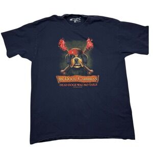 Vintage Big Dogs Caribbean Dead Dogs Wag No Tails Graphic Black T Shirt Kids XL
